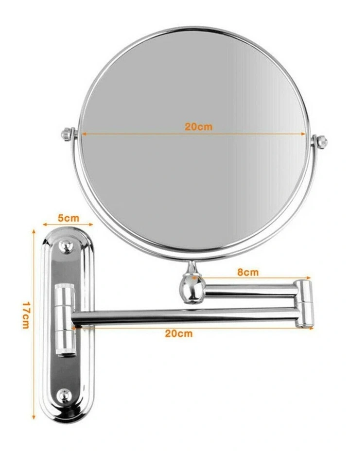 Silver Extendable Wall Mount Double Sided Vanity Mirror Chrome Finish Design image 6