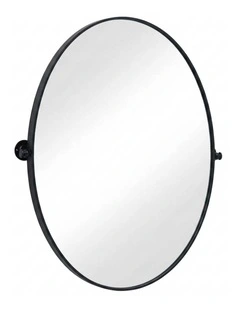 Black Oval Pivot Bathroom Mirror Adjustable Angle Wall Mounted Design