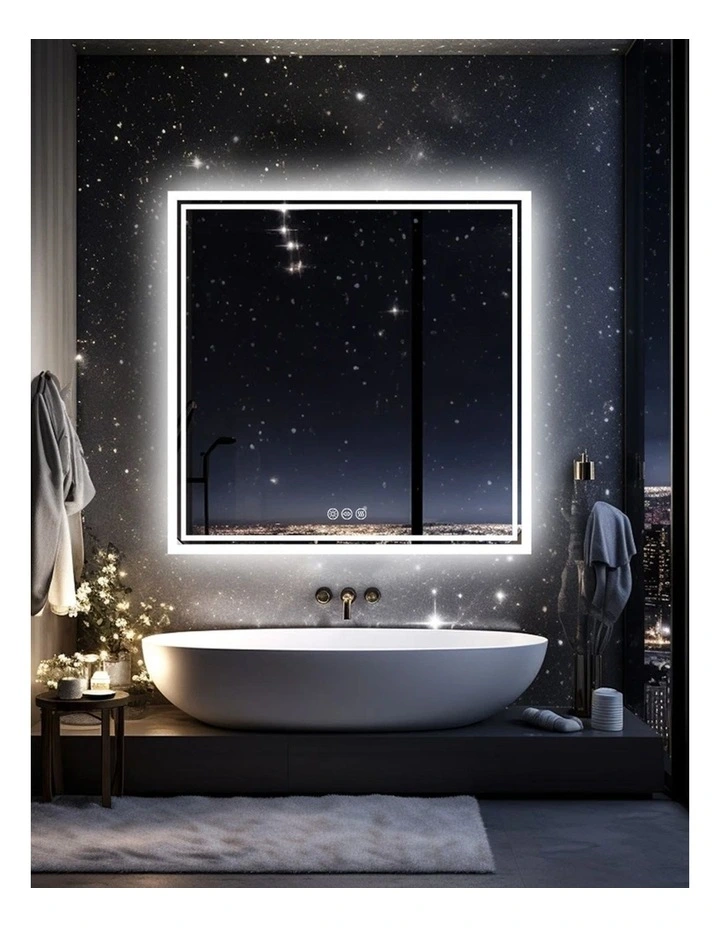 80x80cm Silver LED Bathroom Mirror With Backlit Anti-Fog Feature image 4