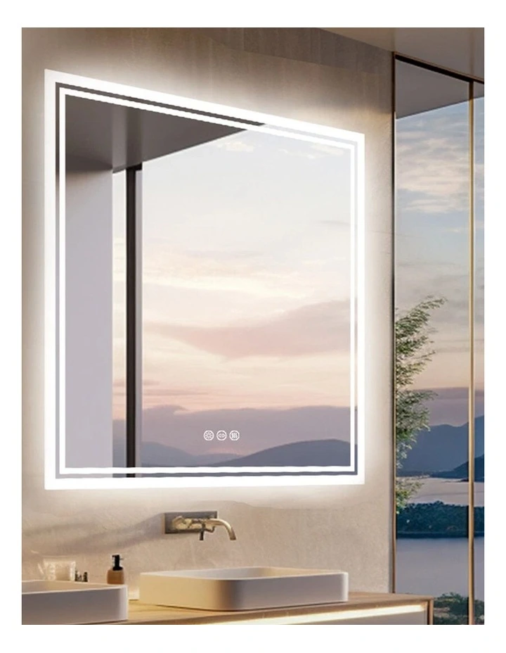80x80cm Silver LED Bathroom Mirror With Backlit Anti-Fog Feature image 5