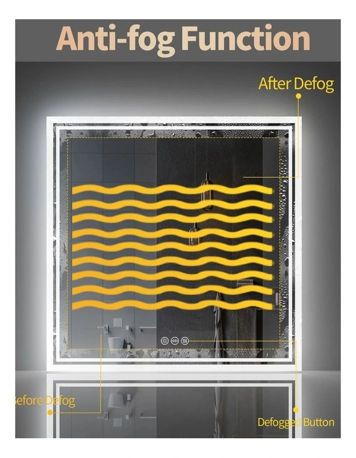 80x80cm Silver LED Bathroom Mirror With Backlit Anti-Fog Feature image 7