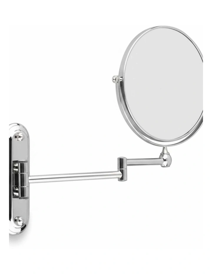 Silver Adjustable Wall Mounted Dual Magnification Bathroom Vanity Mirror image 1