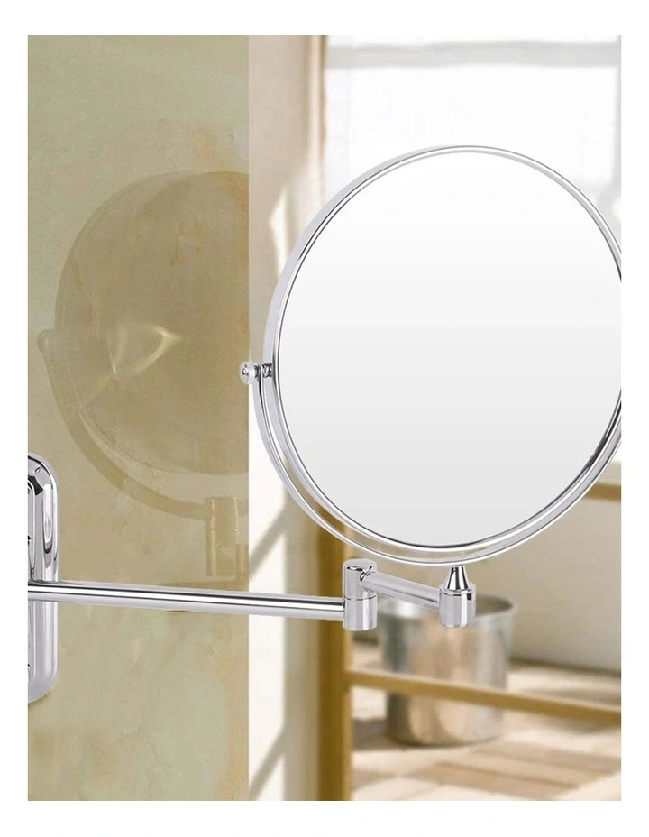 Silver Adjustable Wall Mounted Dual Magnification Bathroom Vanity Mirror image 2