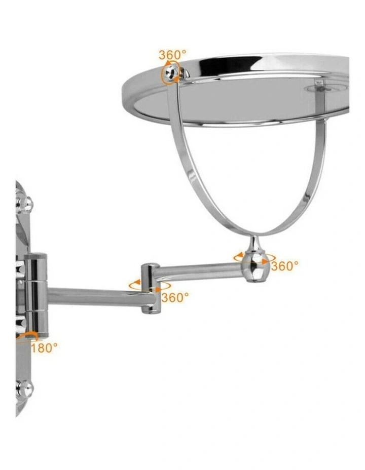 Silver Adjustable Wall Mounted Dual Magnification Bathroom Vanity Mirror image 5