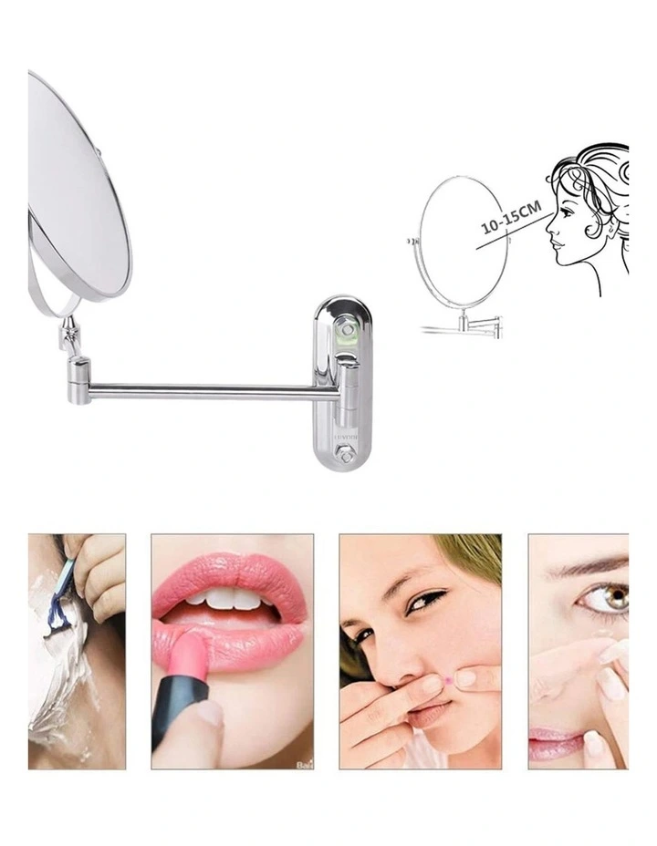 Silver Adjustable Wall Mounted Dual Magnification Bathroom Vanity Mirror image 7
