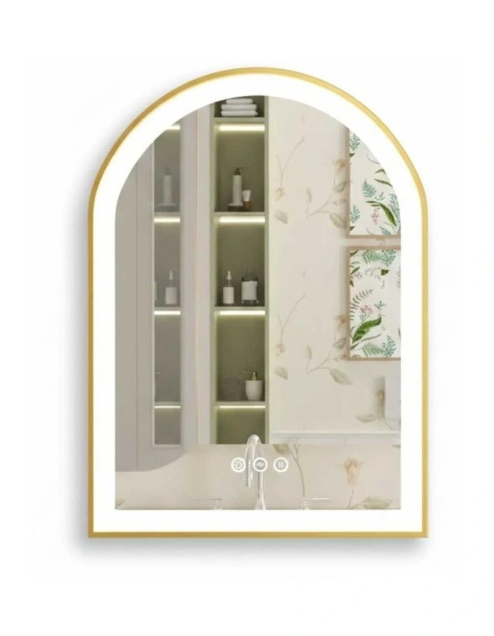 Gold Oval LED Mirror Anti Fog Dimmable Luxury Bathroom Vanity Design image 1