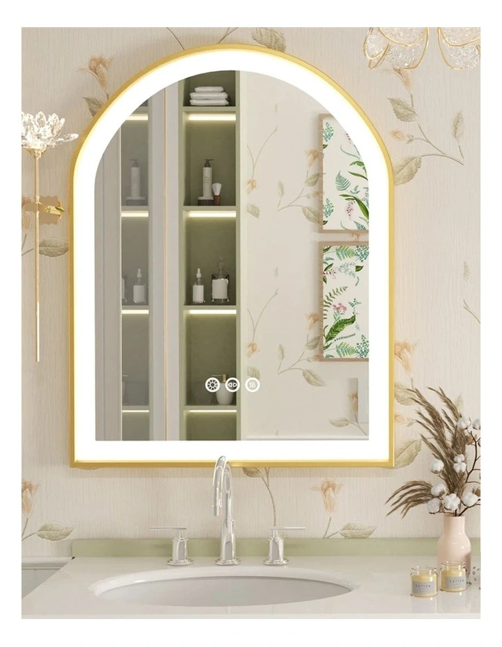 Gold Oval LED Mirror Anti Fog Dimmable Luxury Bathroom Vanity Design image 2
