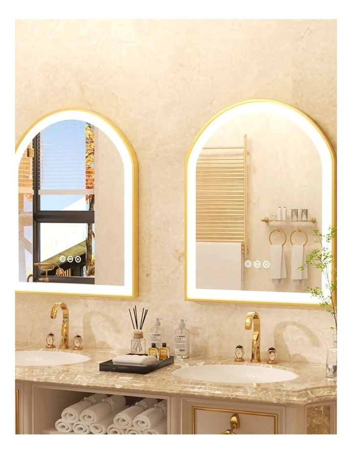 Gold Oval LED Mirror Anti Fog Dimmable Luxury Bathroom Vanity Design image 4