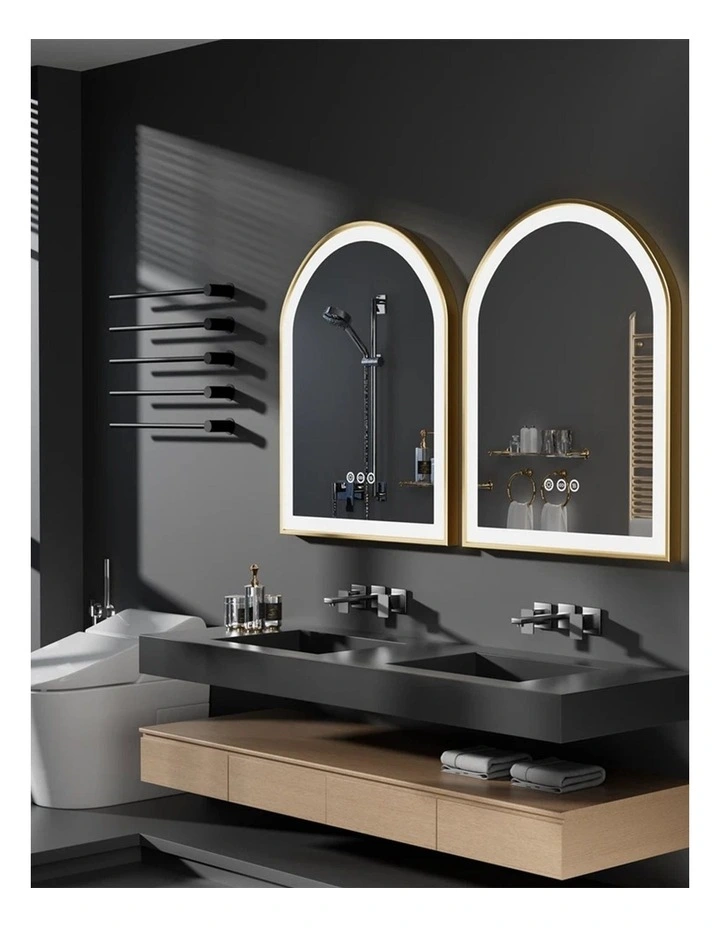 Gold Oval LED Mirror Anti Fog Dimmable Luxury Bathroom Vanity Design image 5