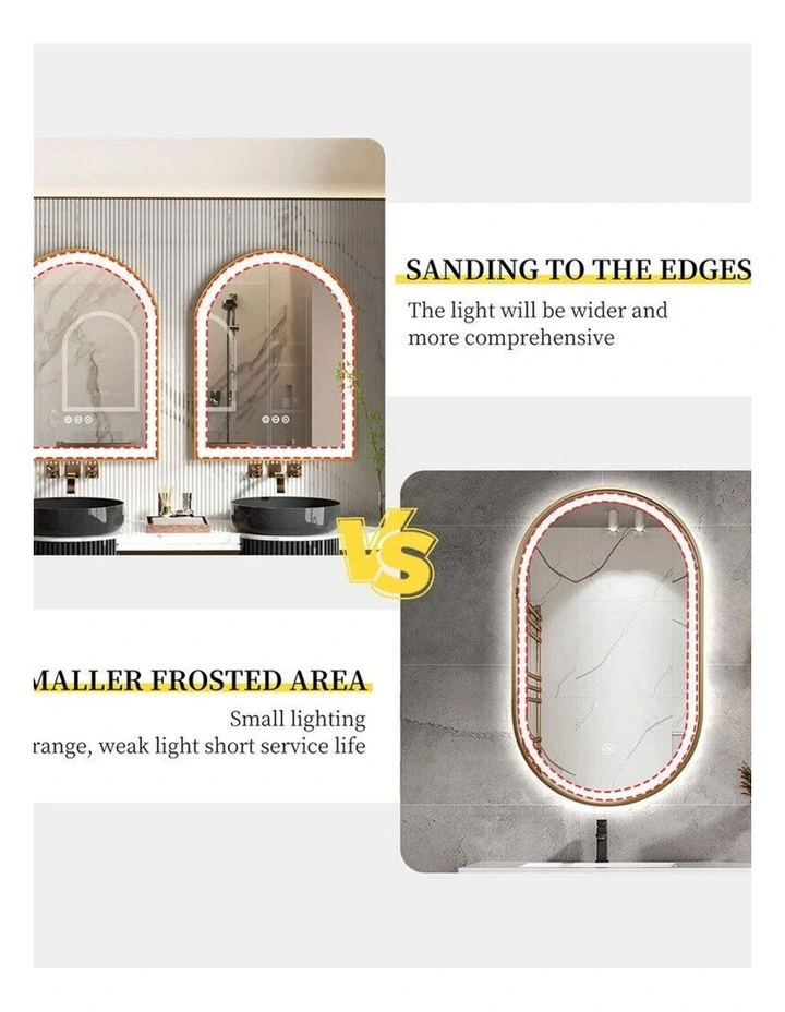 Gold Oval LED Mirror Anti Fog Dimmable Luxury Bathroom Vanity Design image 7
