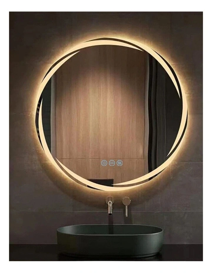 60cm Silver Round LED Bathroom Mirror With Anti-Fog Backlit Design image 2
