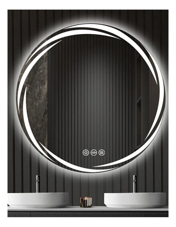 60cm Silver Round LED Bathroom Mirror With Anti-Fog Backlit Design image 3