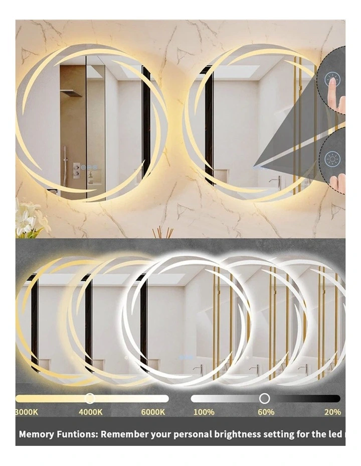 60cm Silver Round LED Bathroom Mirror With Anti-Fog Backlit Design image 6