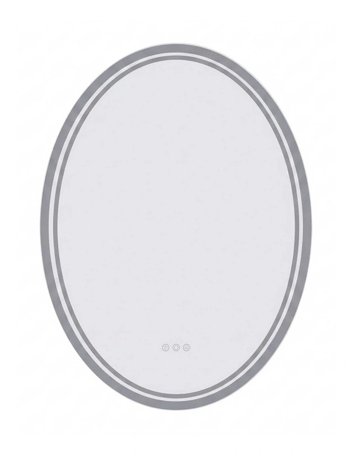 Silver Oval Led Bathroom Mirror Anti Fog Dimmable Backlit Wall Design image 1