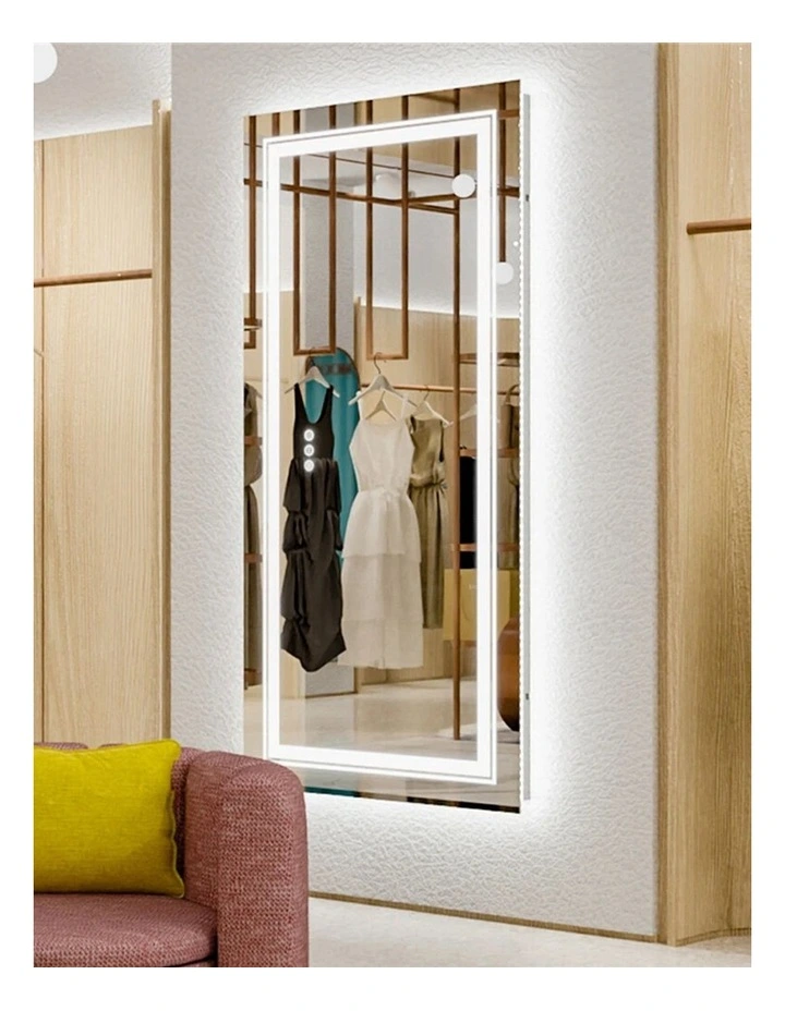 Silver Rectangular LED Mirror Front Backlit Anti Fog Bathroom Vanity image 3