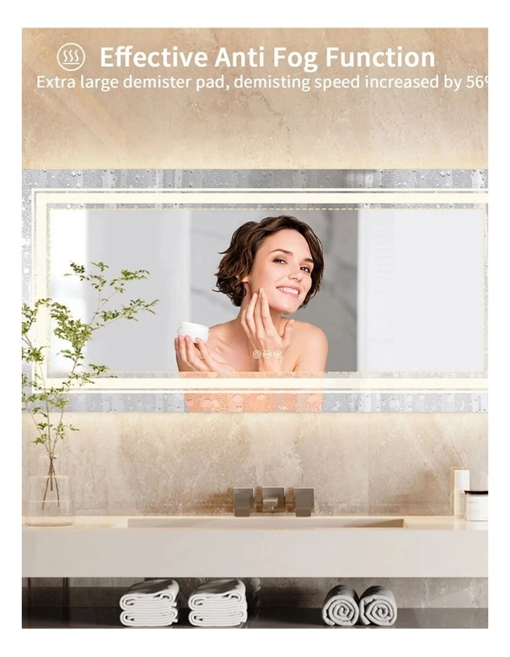 Silver Rectangular LED Mirror Front Backlit Anti Fog Bathroom Vanity image 5