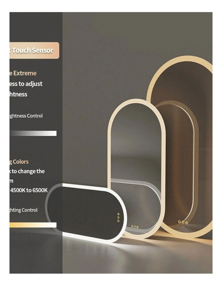Silver LED Bathroom Mirror Dimmable Anti Fog HD Reflection Design image 5