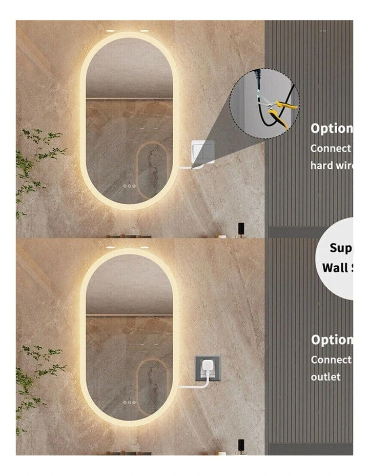 Silver LED Bathroom Mirror Dimmable Anti Fog HD Reflection Design image 7