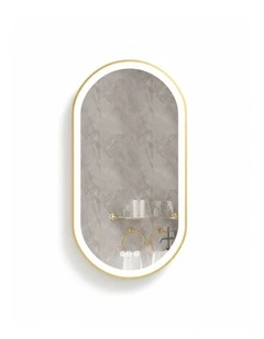 Gold Oval LED Mirror Anti Fog Dimmable Touch Modern Bathroom Vanity Style