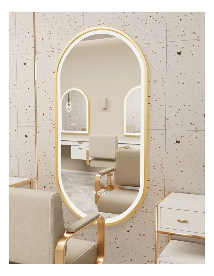 Gold Oval LED Mirror Anti Fog Dimmable Touch Modern Bathroom Vanity Style image 6