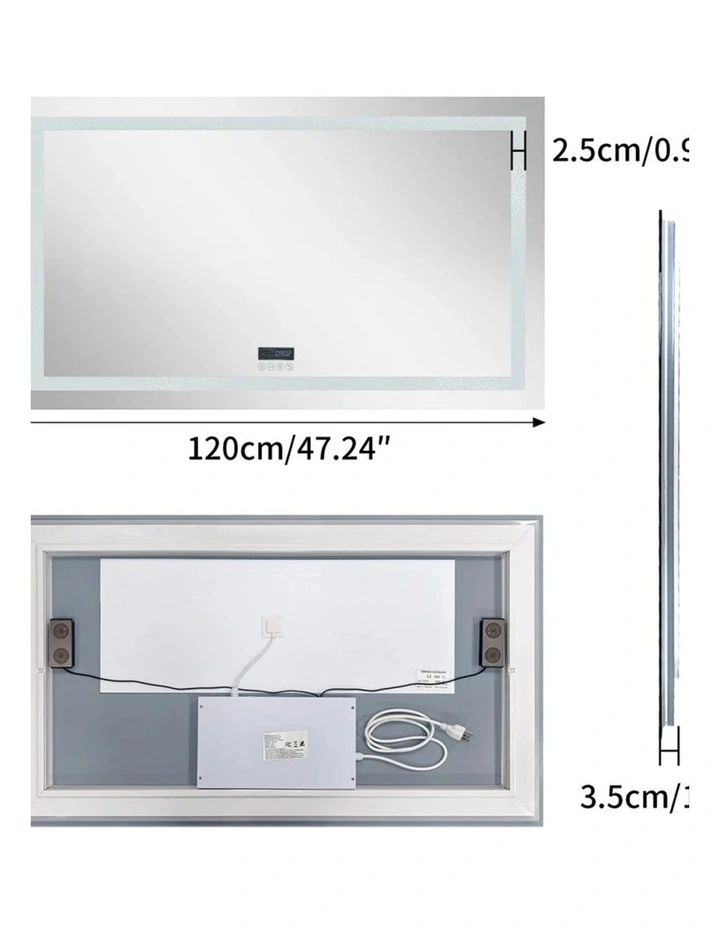Silver Smart Led Mirror Bluetooth Audio Display Anti Fog Bathroom Unit image 5
