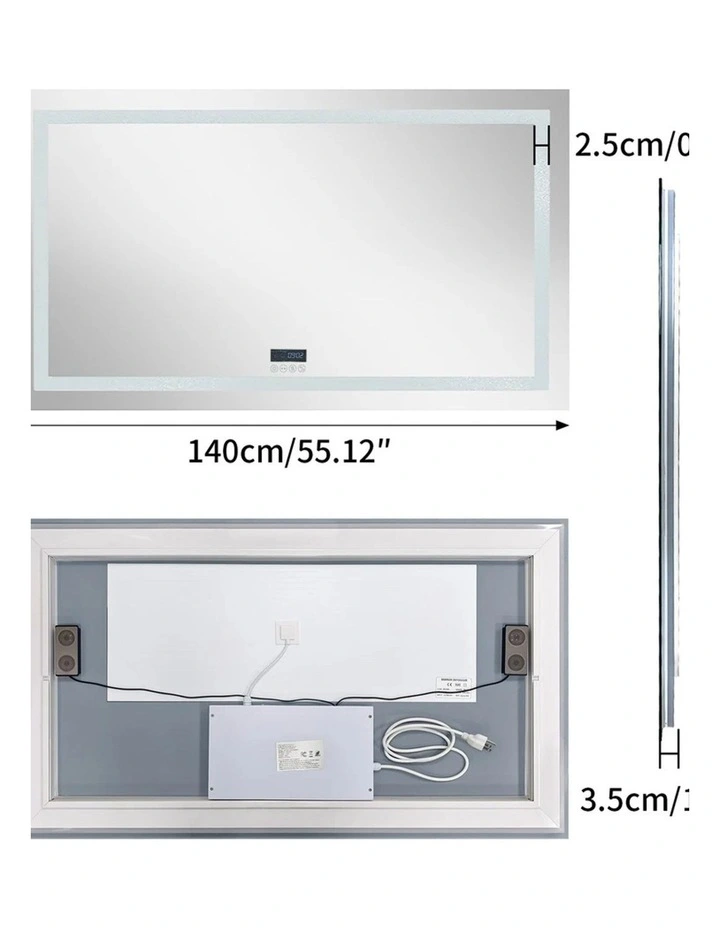 Silver Large Led Mirror Bluetooth Display Smart Anti Fog Bathroom Unit image 4
