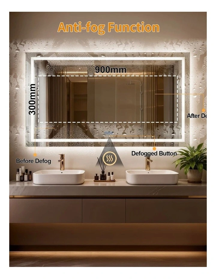 Silver Large Led Mirror Bluetooth Display Smart Anti Fog Bathroom Unit image 6