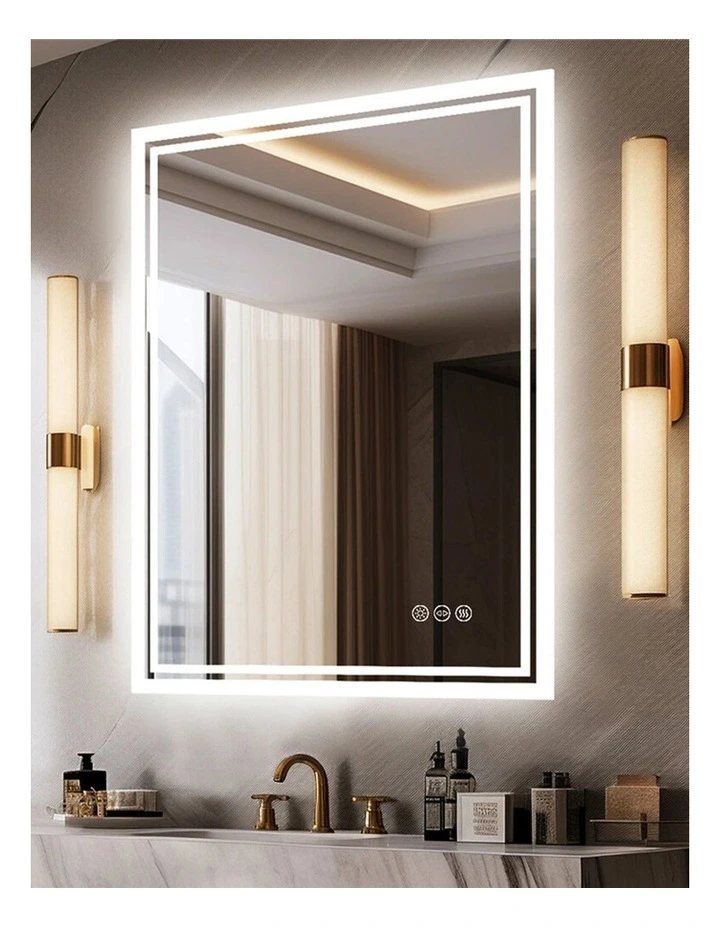 Silver Frameless LED Bathroom Mirror Backlit Anti Fog Dimmable image 4