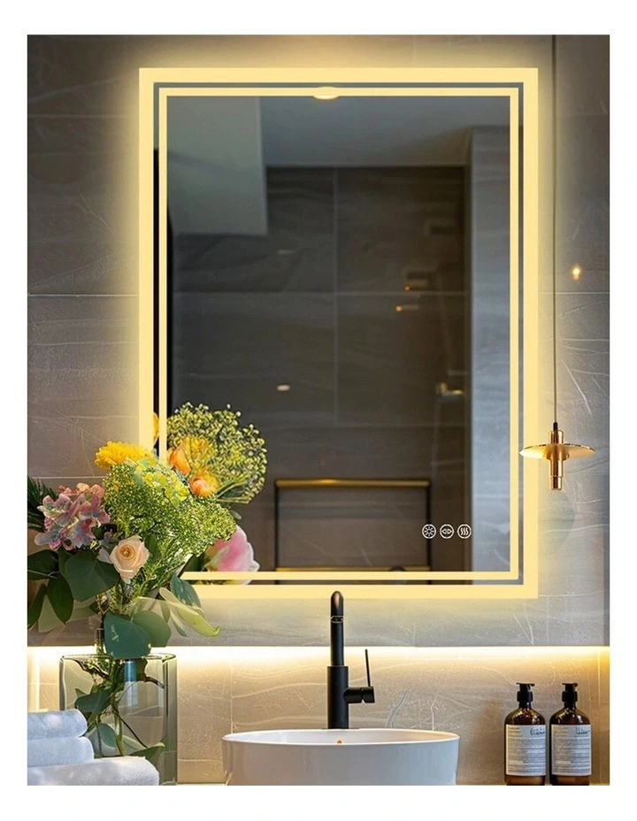 Silver Frameless LED Bathroom Mirror Backlit Anti Fog Dimmable image 5