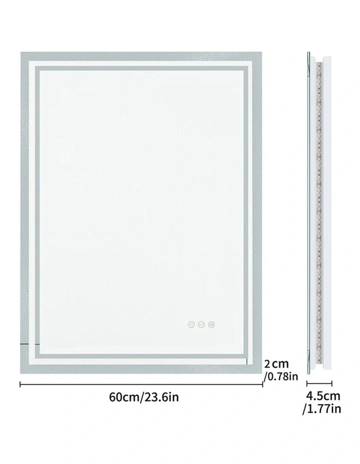 Silver Frameless LED Bathroom Mirror Backlit Anti Fog Dimmable image 6