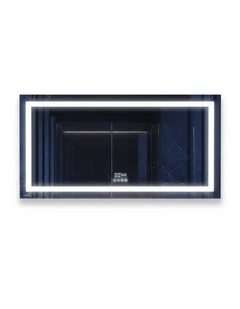 Silver Wide LED Bathroom Mirror With Bluetooth Audio And Memory Function