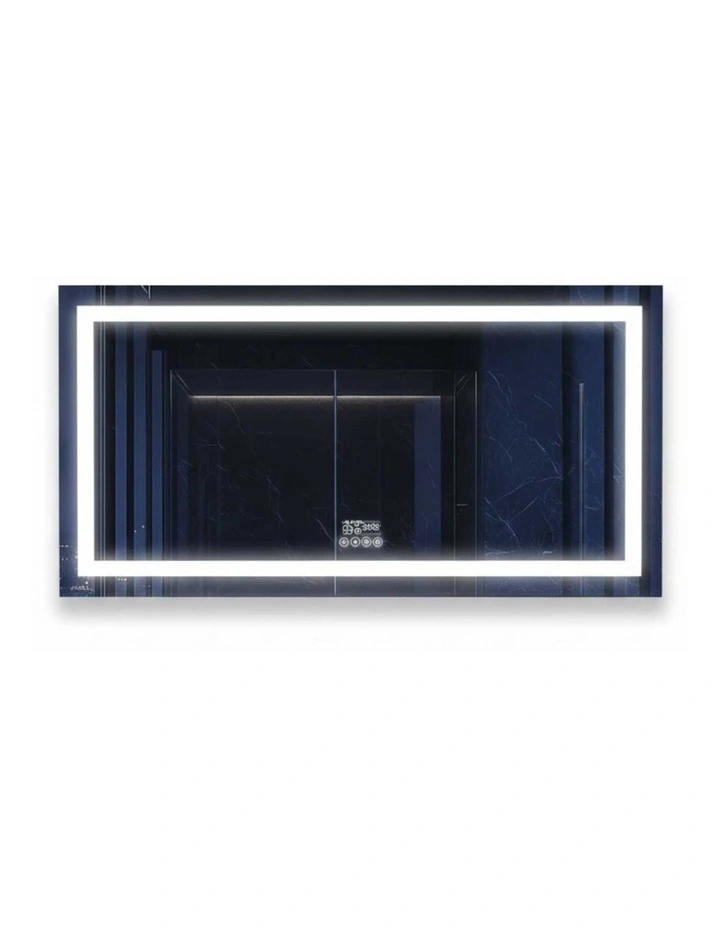 Silver Wide LED Bathroom Mirror With Bluetooth Audio And Memory Function image 1