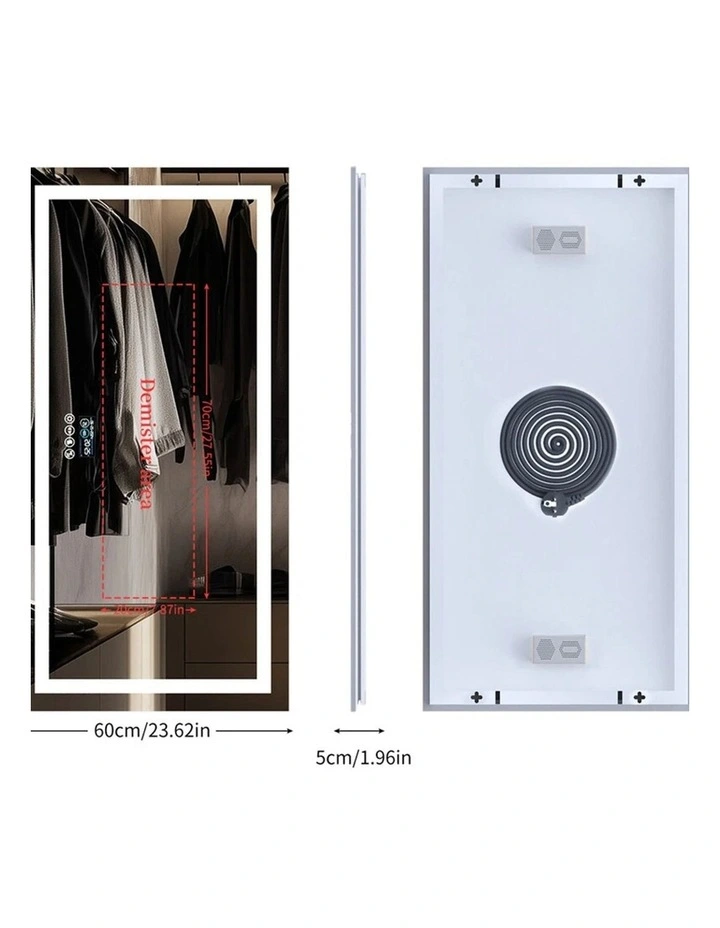 Silver Wide LED Bathroom Mirror With Bluetooth Audio And Memory Function image 3