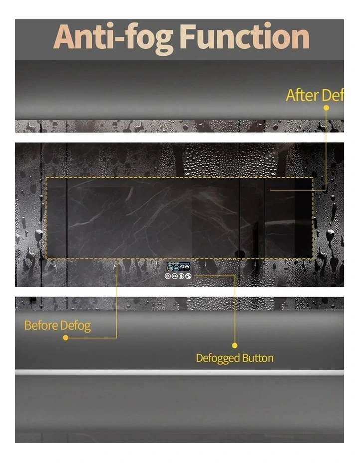 Silver Wide LED Bathroom Mirror With Bluetooth Audio And Memory Function image 5