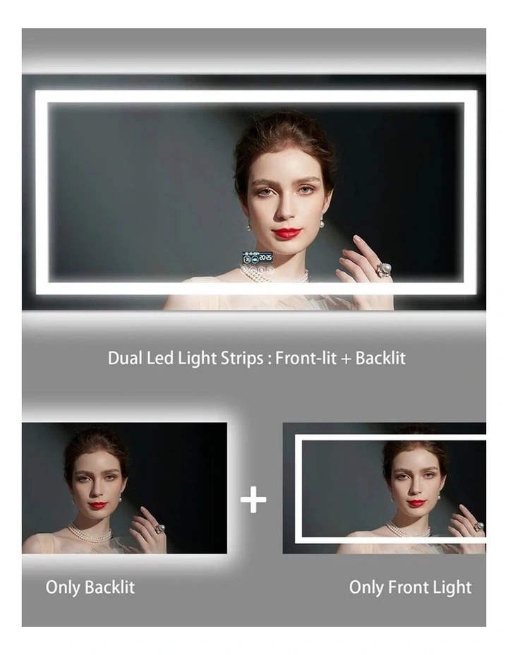 Silver Wide LED Bathroom Mirror With Bluetooth Audio And Memory Function image 7