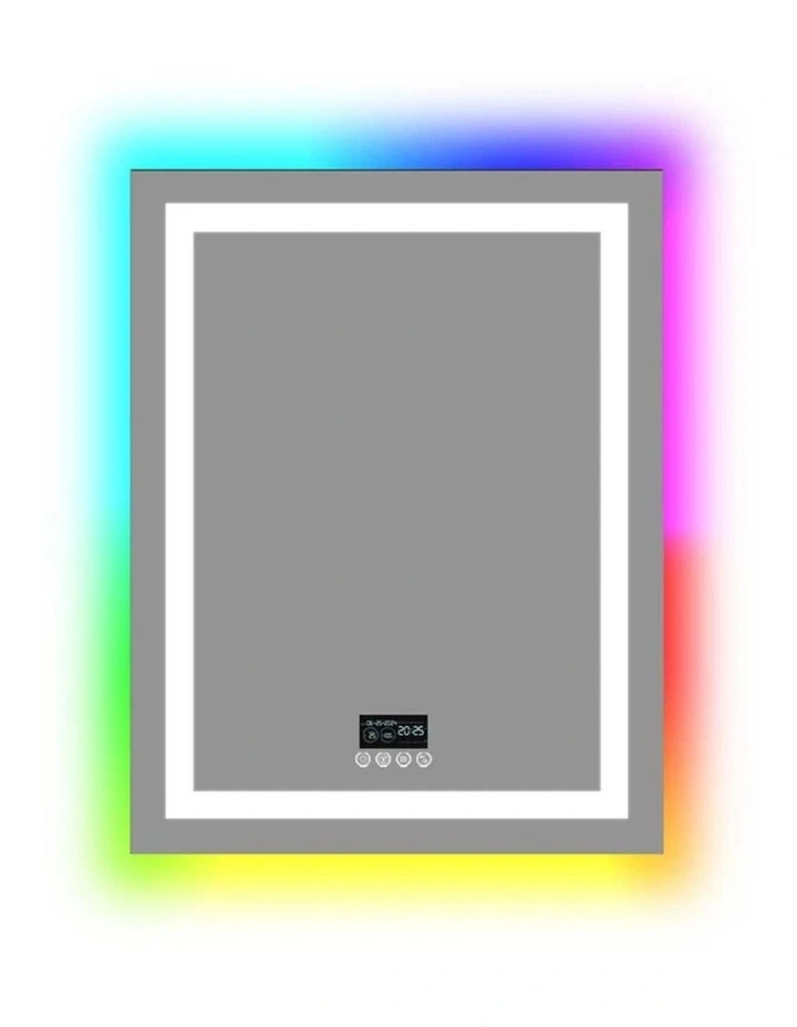 Silver LED RGB Mirror Bluetooth Speaker Anti Fog Smart Bathroom Display image 1