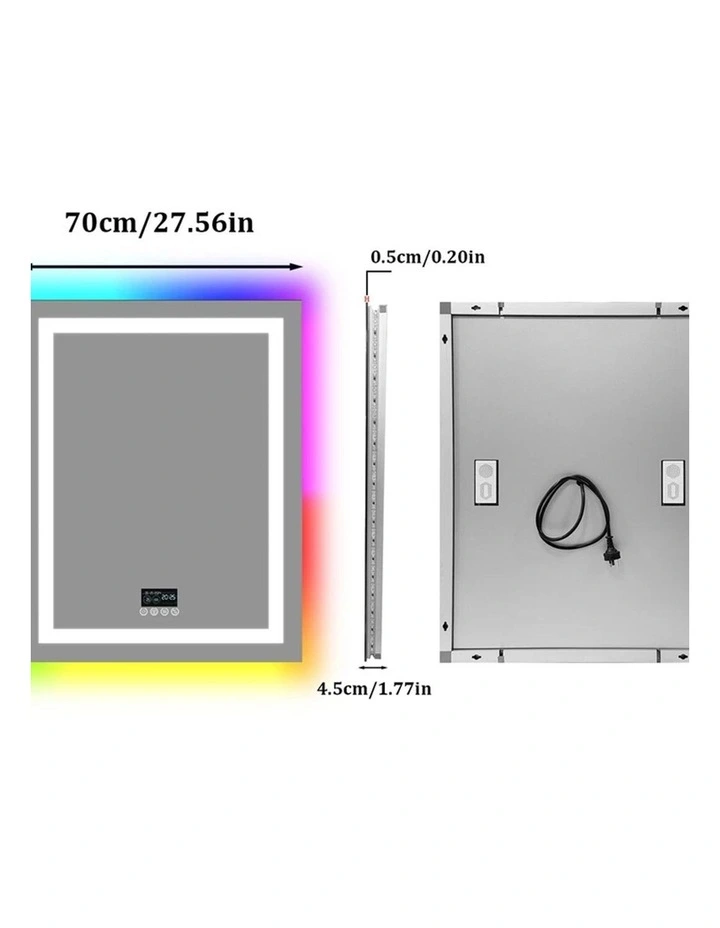 Silver LED RGB Mirror Bluetooth Speaker Anti Fog Smart Bathroom Display image 4