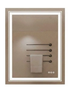 Silver Rectangular LED Bathroom Mirror Front Backlit Anti Fog