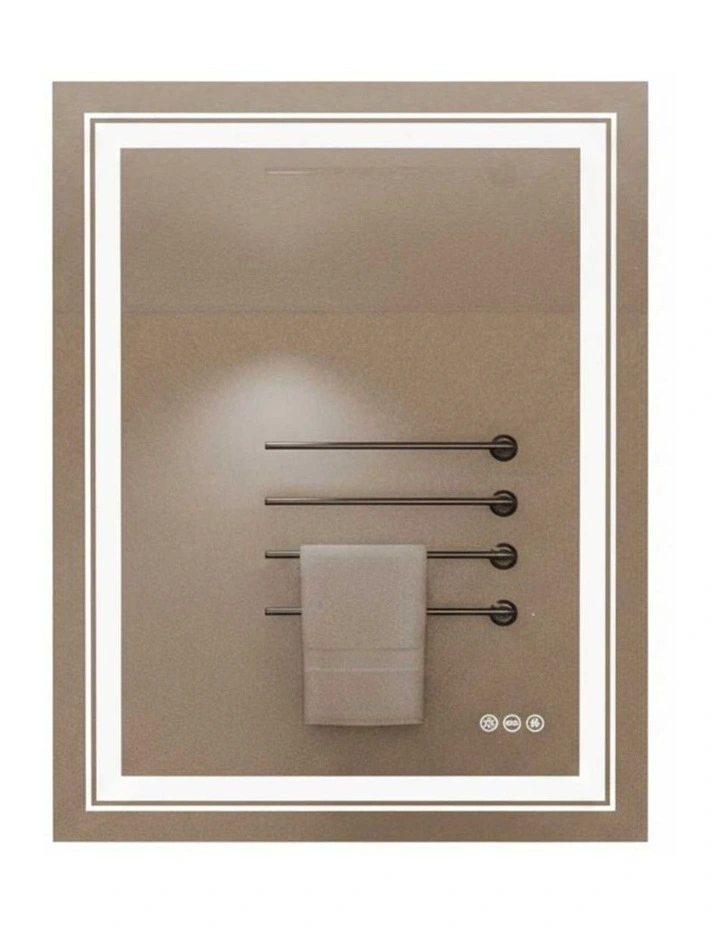 Silver Rectangular LED Bathroom Mirror Front Backlit Anti Fog image 1