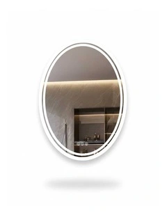 Silver Oval LED Bathroom Mirror Anti Fog Backlit Touch Control Design