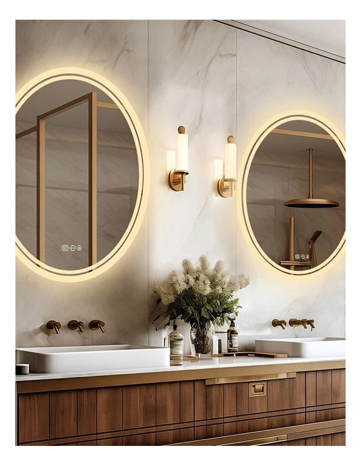 Silver Oval LED Bathroom Mirror Anti Fog Backlit Touch Control Design image 6