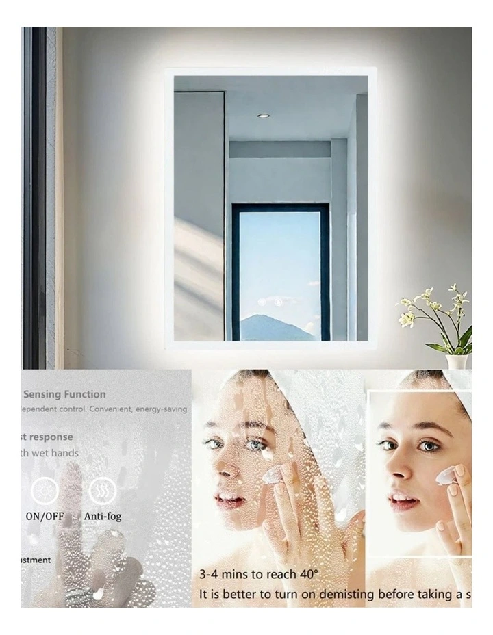Silver Rectangle LED Bathroom Mirror With Anti-Fog Touch Control 500x700mm image 7