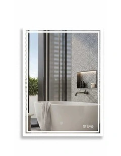 Silver Frameless LED Bathroom Mirror Backlit Anti Fog Dimmable Wall Mount