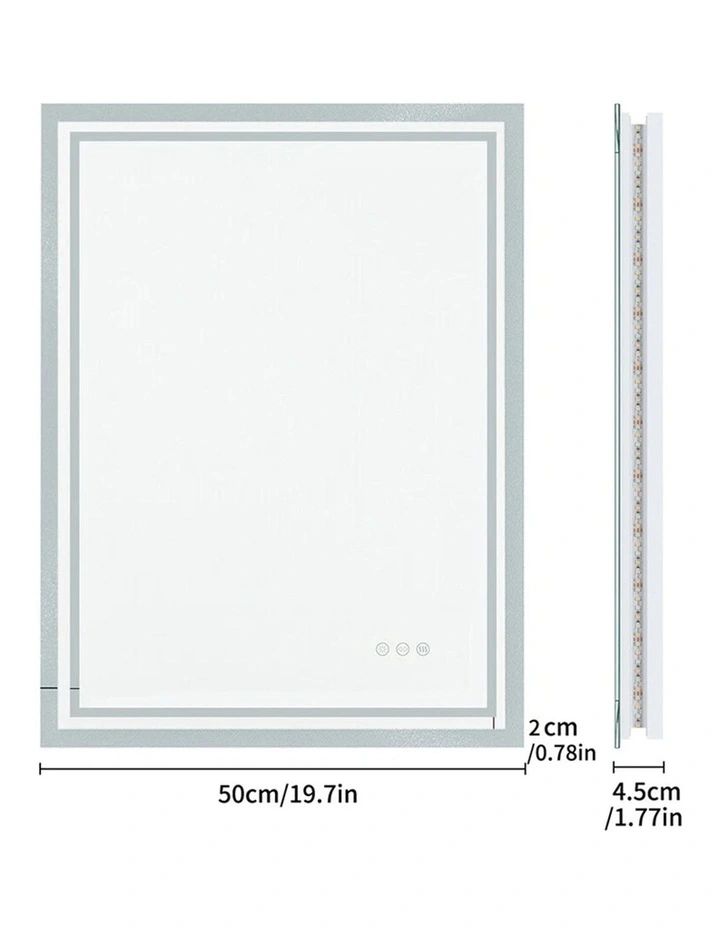 Silver Frameless LED Bathroom Mirror Backlit Anti Fog Dimmable Wall Mount image 6