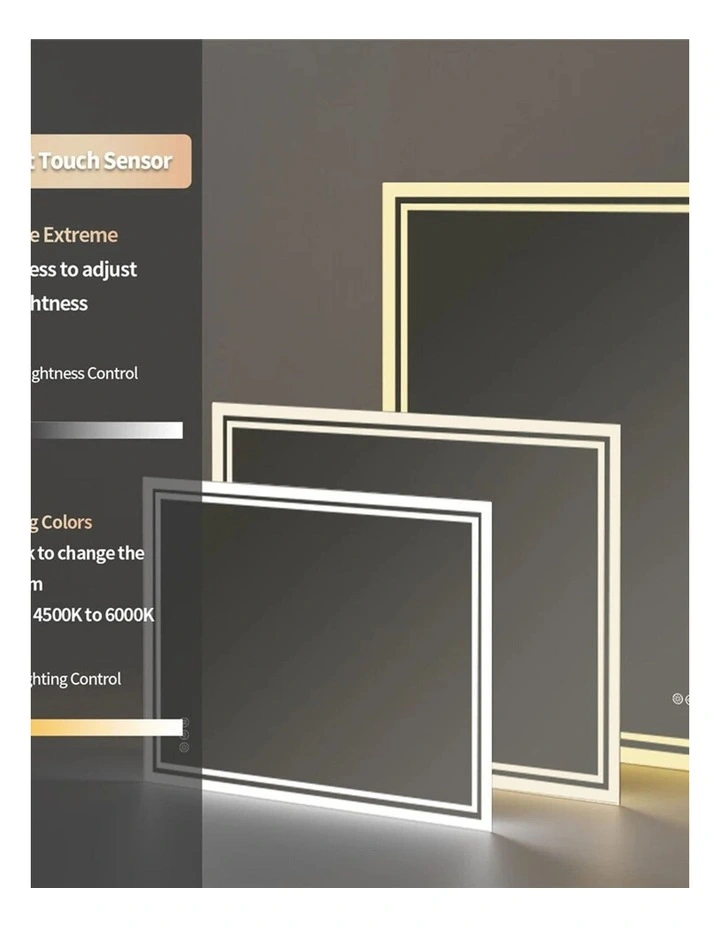 Silver Frameless LED Bathroom Mirror Backlit Anti Fog Dimmable Wall Mount image 7