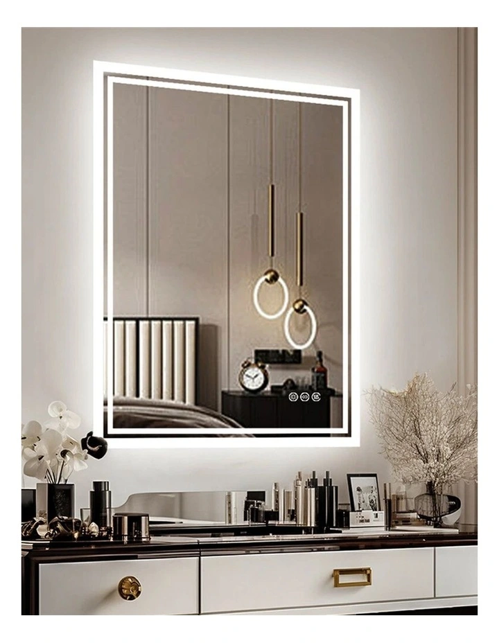Silver Led Bathroom Mirror Backlit Anti Fog Dimmable Wall Mounted Unit image 4