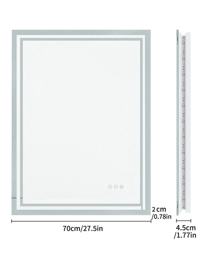 Silver Led Bathroom Mirror Backlit Anti Fog Dimmable Wall Mounted Unit image 5