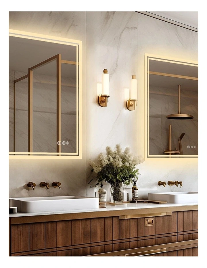 Silver Led Bathroom Mirror Backlit Anti Fog Dimmable Wall Mounted Unit image 6