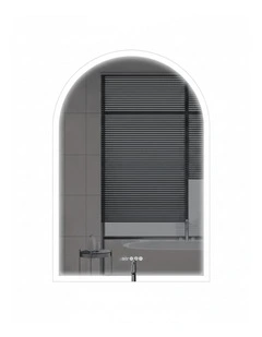 90x60cm White Mirror With Silver Frame Arch LED Bathroom Mirror