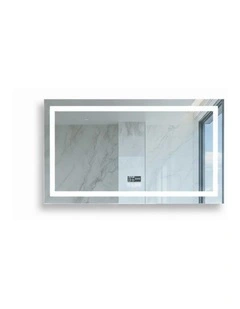 Silver Smart LED Mirror Bluetooth Speaker Display Anti Fog Bathroom
